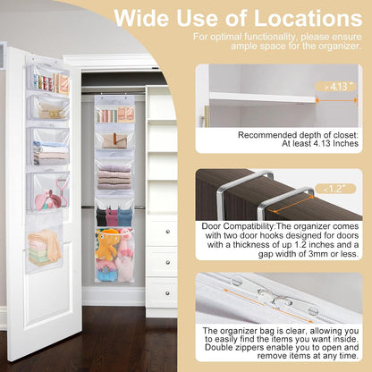 Over Door Toy Organizer, Hanging Stuffed Animal Storage with Removable Bags