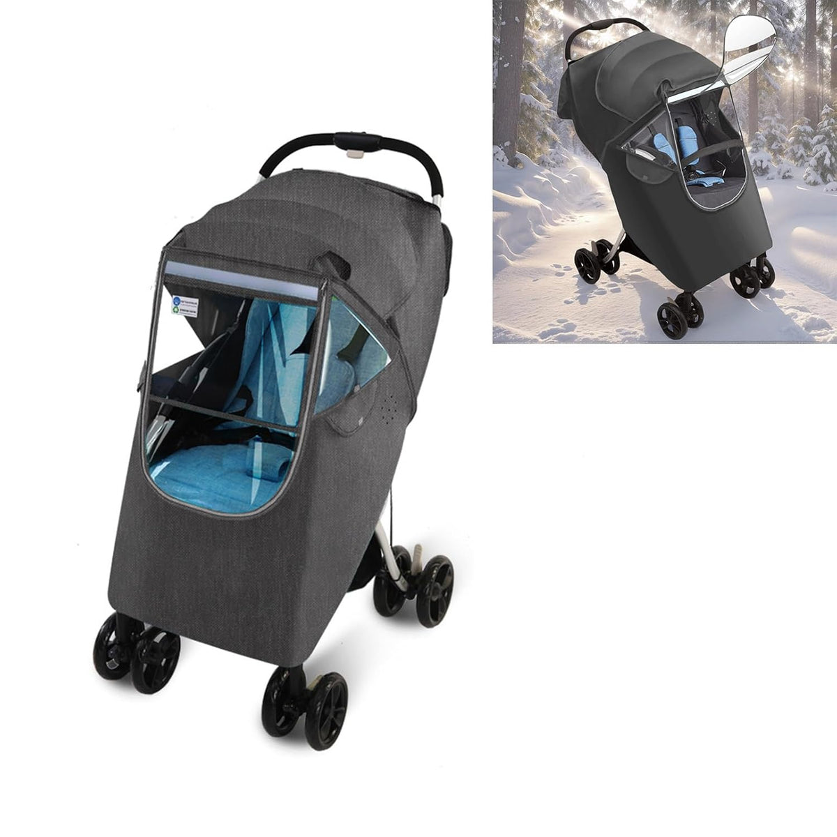Multipurpose Strollers Protectors with Clear Winter Warm Layer and Airflows Vents Rain Cover Transparent Window Rain Protectors