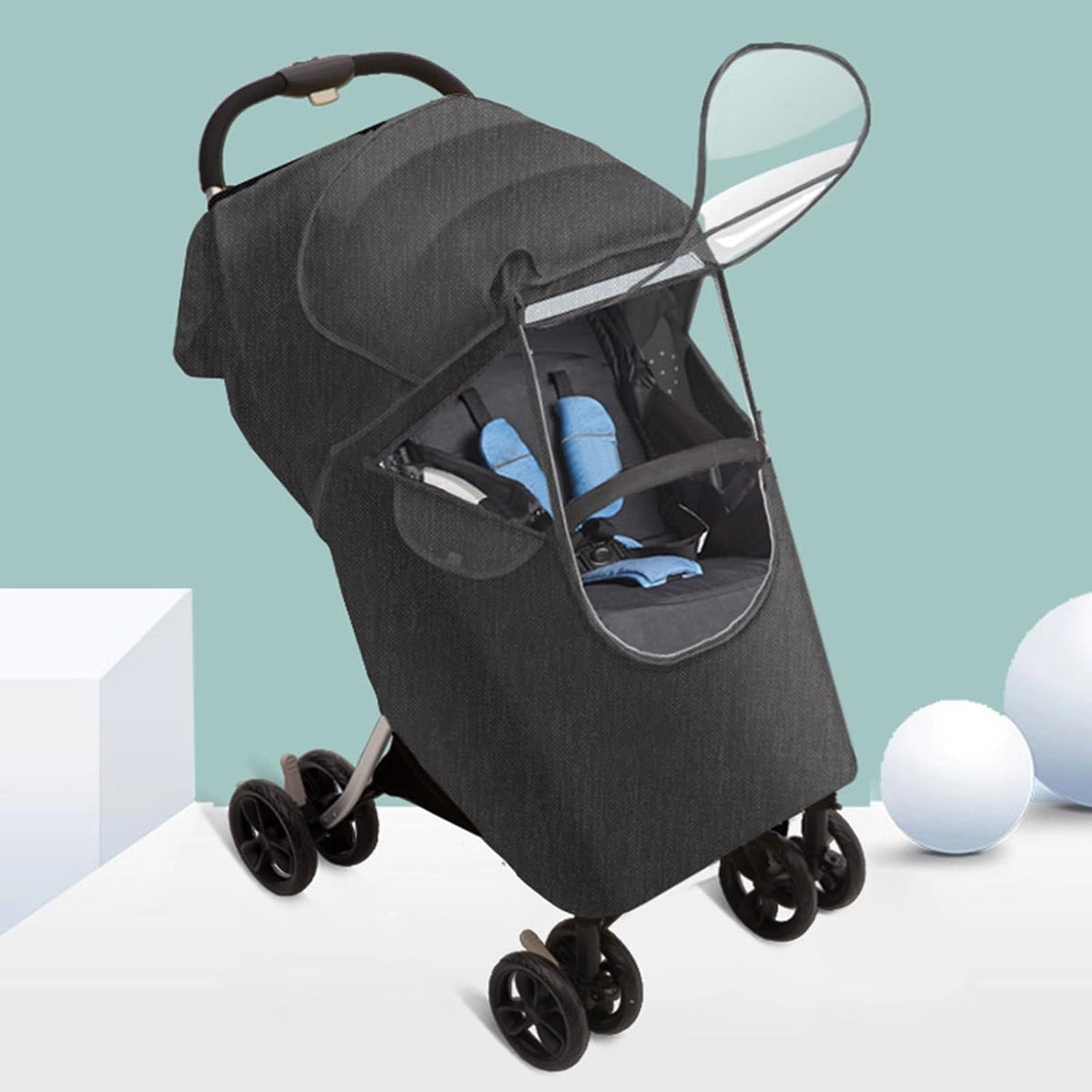Multipurpose Strollers Protectors with Clear Winter Warm Layer and Airflows Vents Rain Cover Transparent Window Rain Protectors