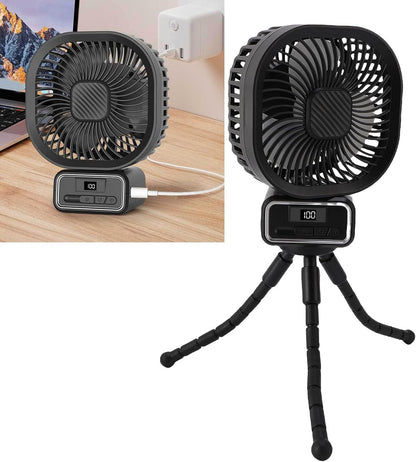 Stroller Fan, Auto Oscillating Portable Fan with Detachable Flexible Tripod, 3 Speed Cooling for Stroller Bike Desk, Night Light