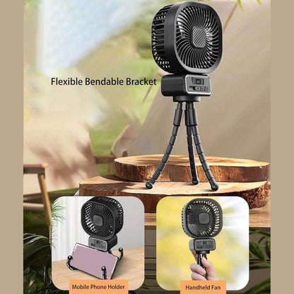 Stroller Fan, Auto Oscillating Portable Fan with Detachable Flexible Tripod, 3 Speed Cooling for Stroller Bike Desk, Night Light
