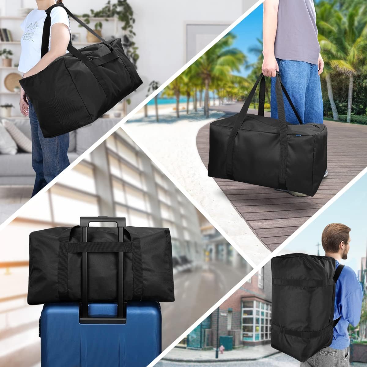 36-Inch Large Travel Duffle Bag, 100L Heavy Duty Luggage, Black