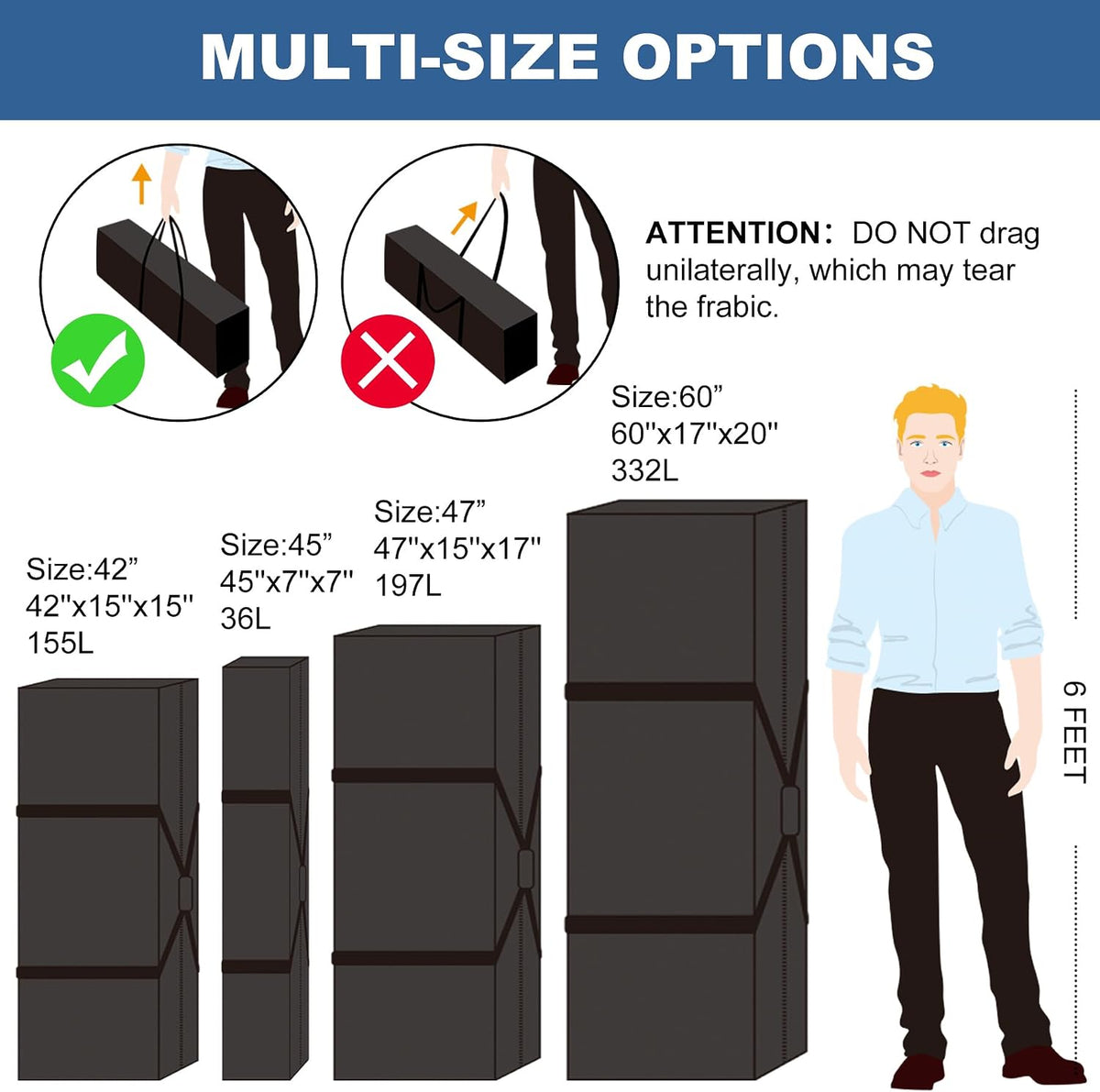 36-Inch Large Travel Duffle Bag, 100L Heavy Duty Luggage, Black