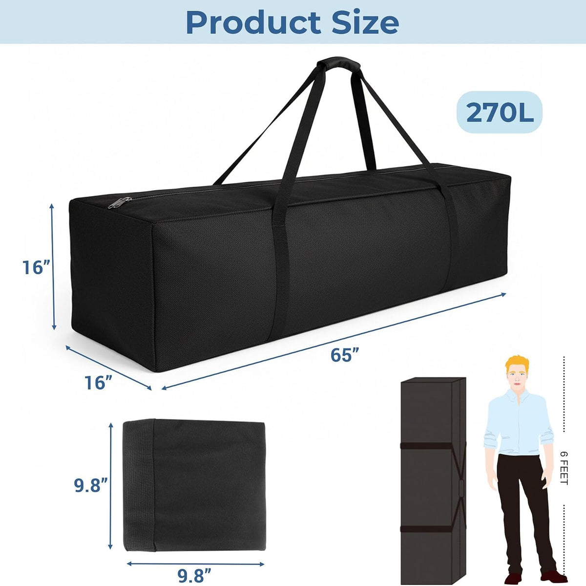 36-Inch Large Travel Duffle Bag, 100L Heavy Duty Luggage, Black