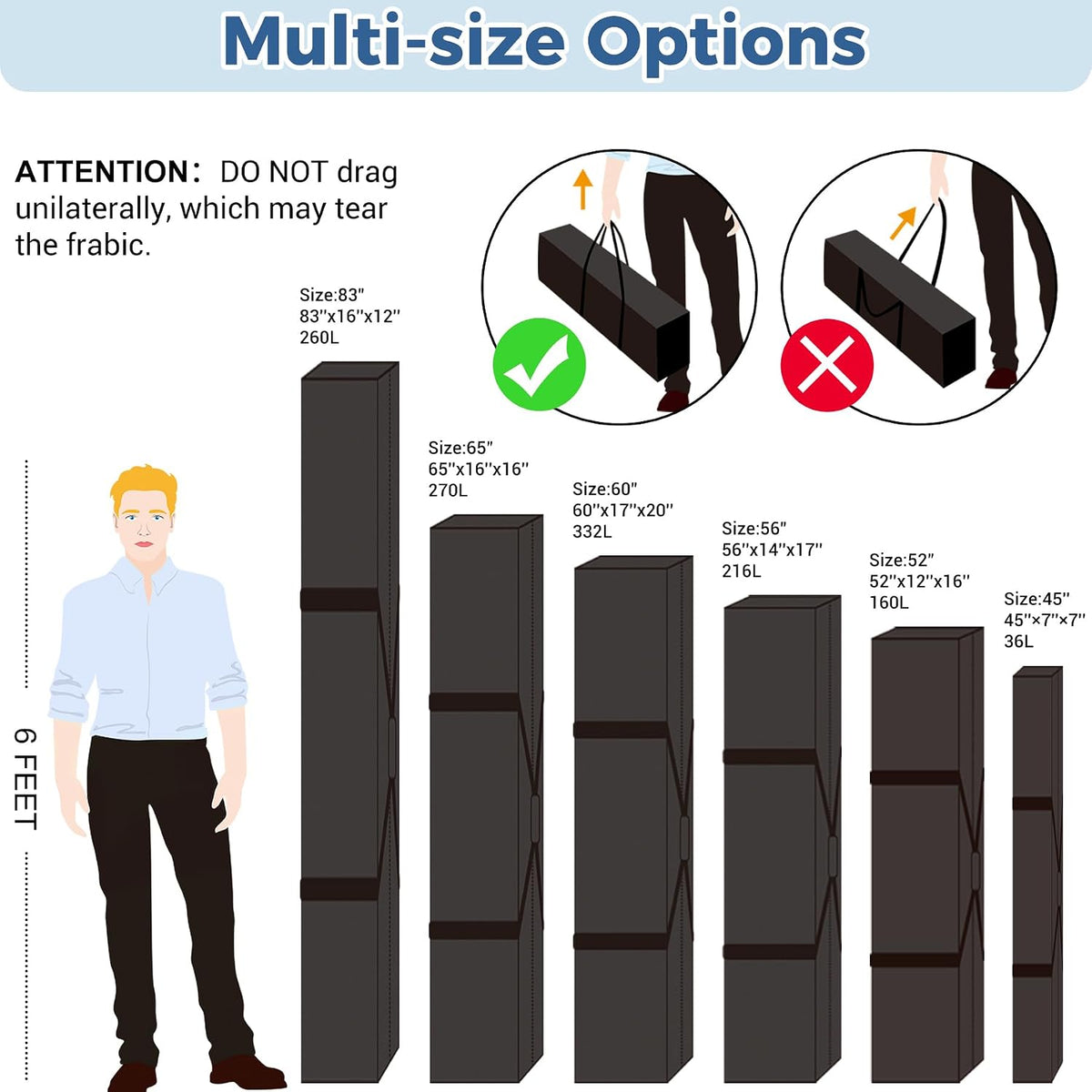 36-Inch Large Travel Duffle Bag, 100L Heavy Duty Luggage, Black