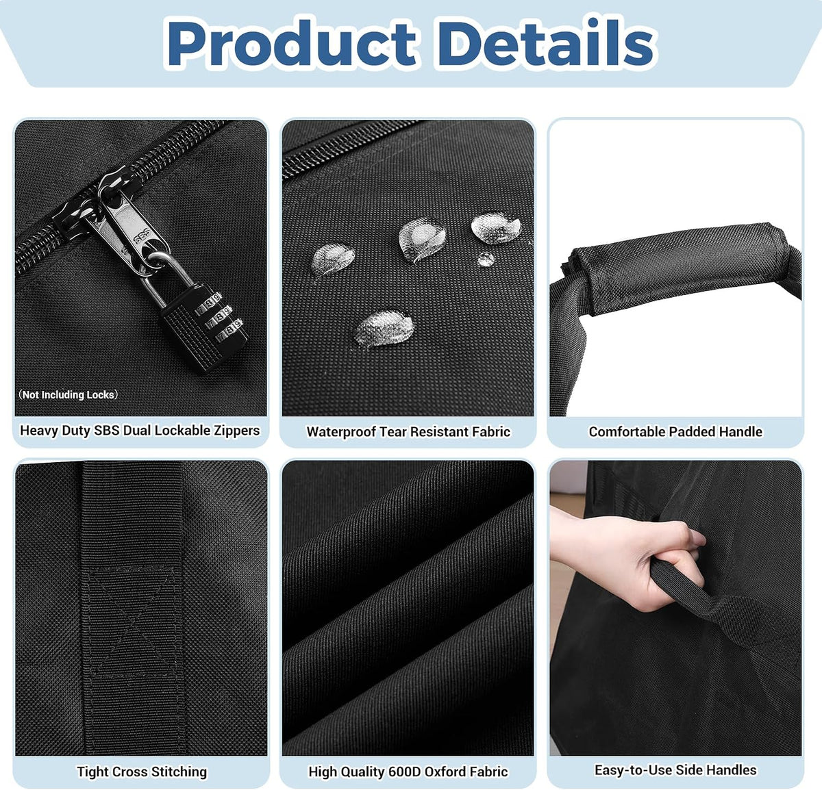 36-Inch Large Travel Duffle Bag, 100L Heavy Duty Luggage, Black