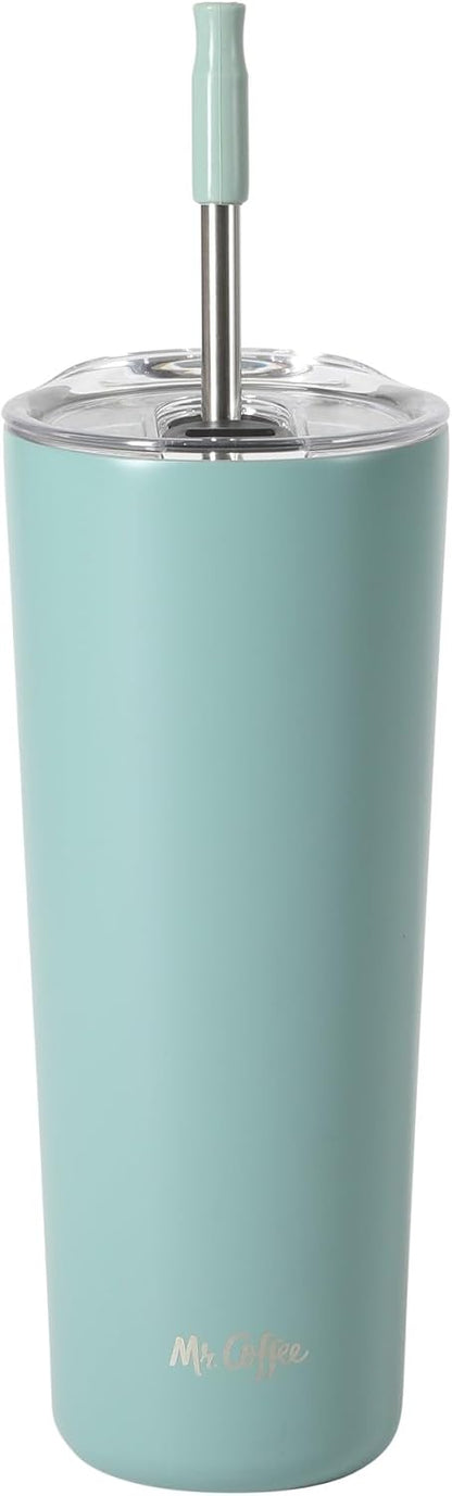 Java Quest 16 oz Double Wall Stainless Steel Tumbler with Lid & Reusable Straw, Insulated Thermal Drink Cup for Hot & Cold Beverages, Teal