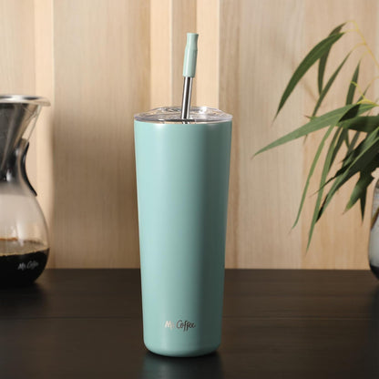 Java Quest 16 oz Double Wall Stainless Steel Tumbler with Lid & Reusable Straw, Insulated Thermal Drink Cup for Hot & Cold Beverages, Teal