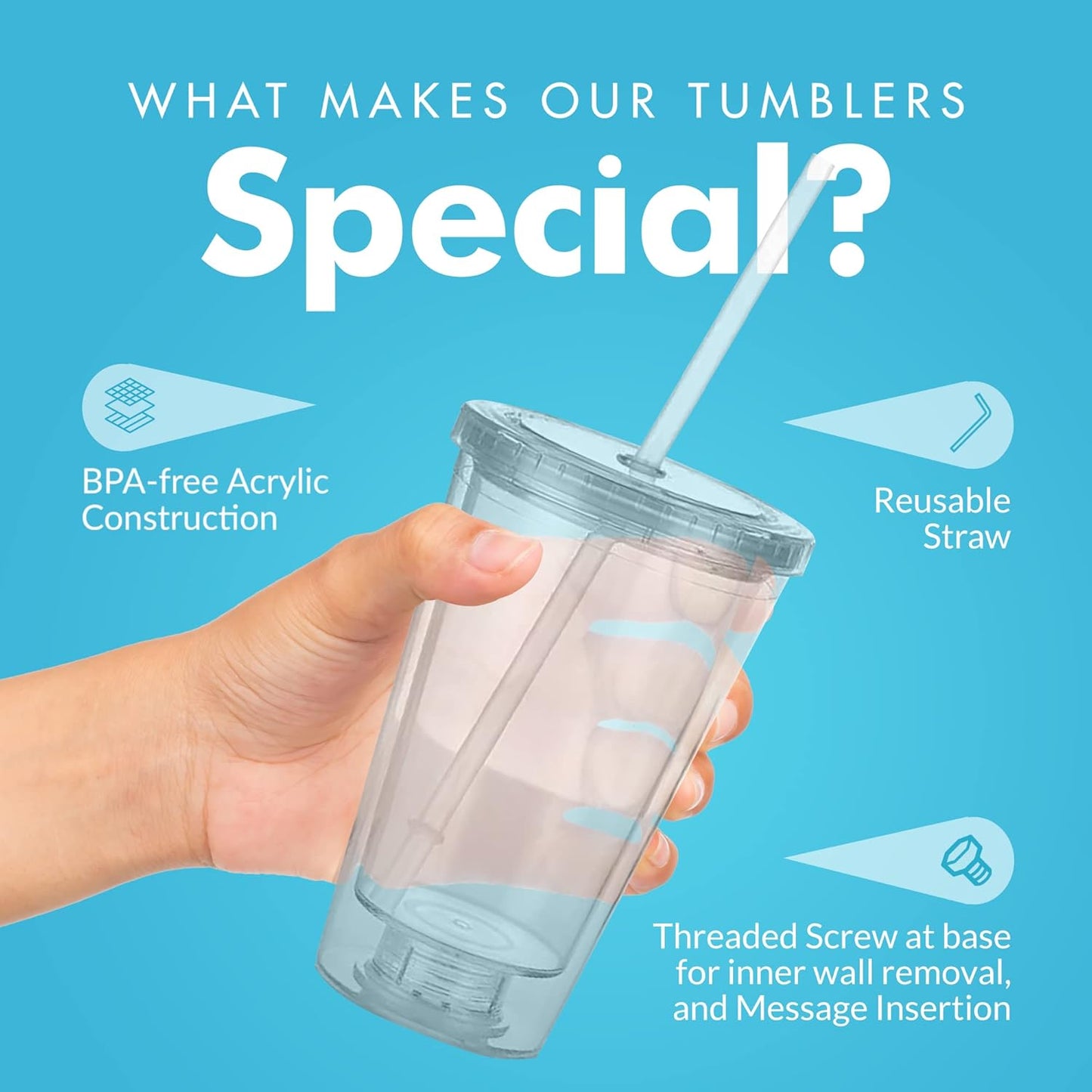 Simple Green Solutions - Acrylic Double Wall Cup for Cold Drinks, Reusable Cups with Lids and Straws, Insulated Plastic Tumblers with Lids and Straw, Acrylic Tumblers, 16 oz Capacity, Orange