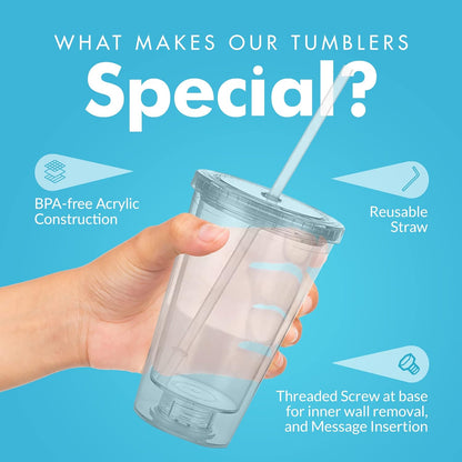 Simple Green Solutions - Acrylic Double Wall Cup for Cold Drinks, Reusable Cups with Lids and Straws, Insulated Plastic Tumblers with Lids and Straw, Acrylic Tumblers, 16 oz Capacity, Orange