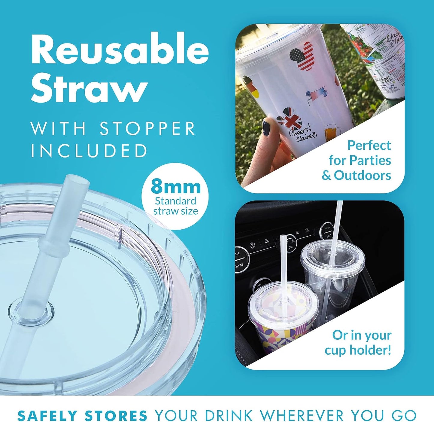 Simple Green Solutions - Acrylic Double Wall Cup for Cold Drinks, Reusable Cups with Lids and Straws, Insulated Plastic Tumblers with Lids and Straw, Acrylic Tumblers, 16 oz Capacity, Orange