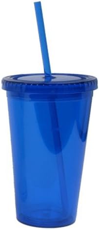 Simple Green Solutions - Acrylic Double Wall Cup for Cold Drinks, Reusable Cups with Lids and Straws, Insulated Plastic Tumblers with Lids and Straw, Acrylic Tumblers, 16 oz Capacity, Orange