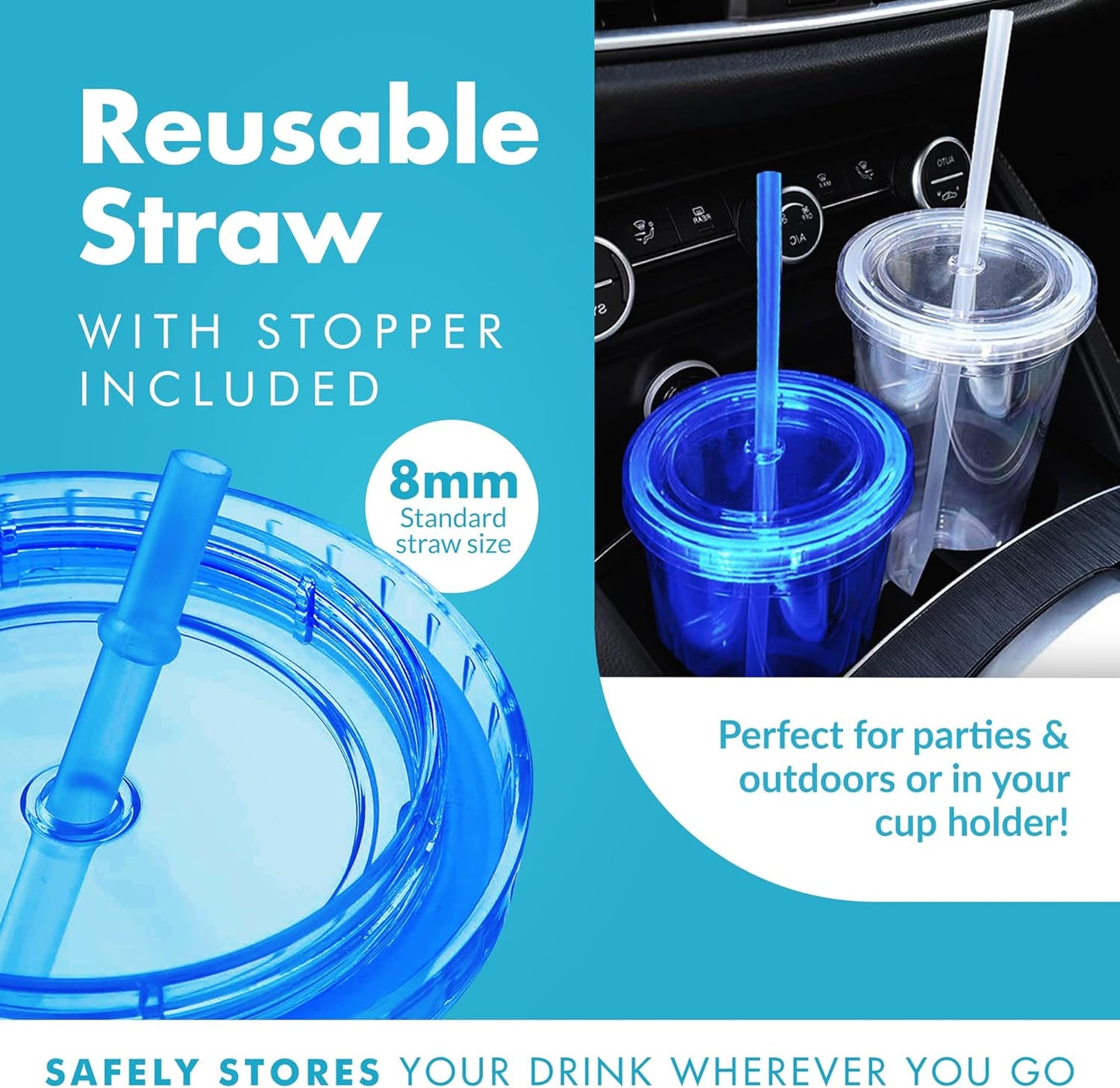 Simple Green Solutions - Acrylic Double Wall Cup for Cold Drinks, Reusable Cups with Lids and Straws, Insulated Plastic Tumblers with Lids and Straw, Acrylic Tumblers, 16 oz Capacity, Orange