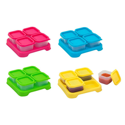 Fresh Baby Food Unbreakable Cubes (2oz/4pk) Store, Carry, & Serve Homemade Baby Food Lid Provides Leak-Proof Seal, Made from Safer Plastic, Embossed with Measurements Pink