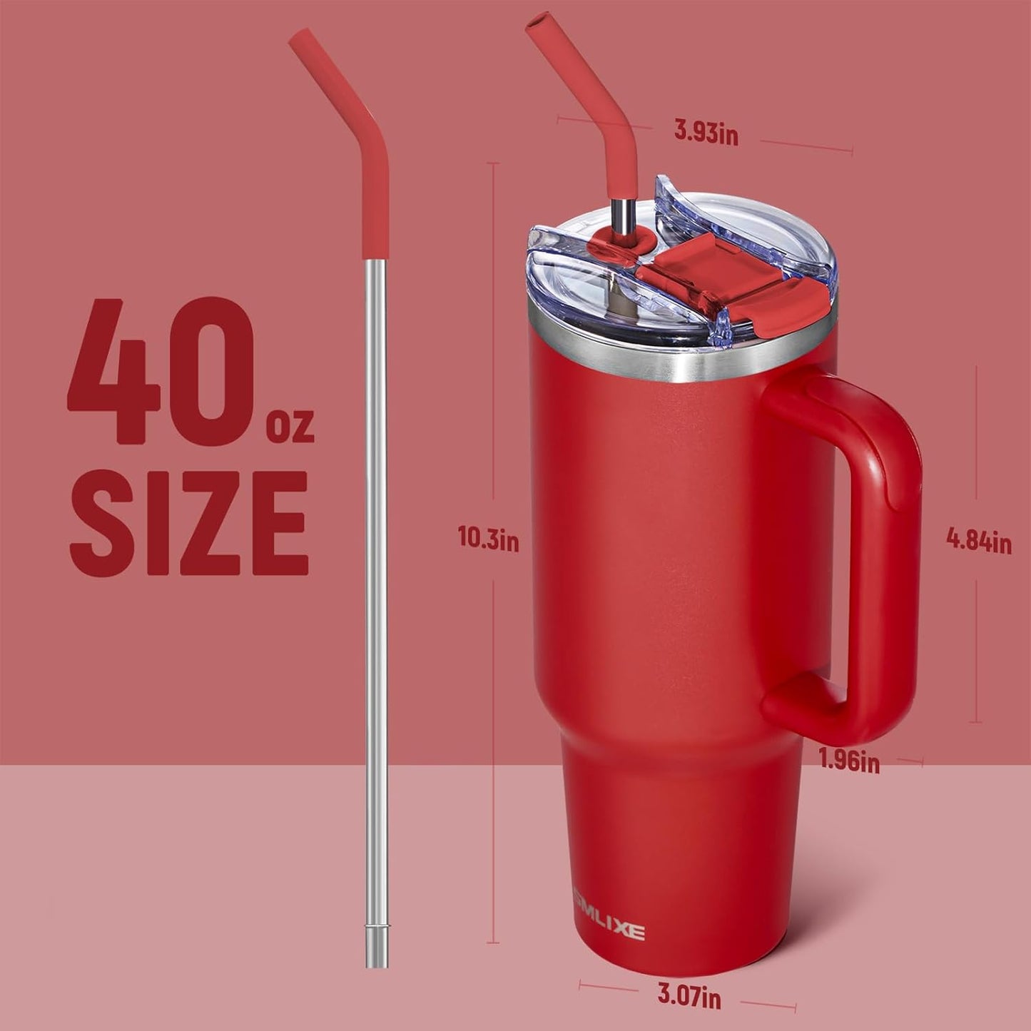 30 oz Tumbler with Handle, Tumbler with Lid and Straw, Double Wall Vacuum Insulated Travel Mug Stainless Steel Tumbler for Hot and Cold, Cupholder Friendly (Almond Birch)