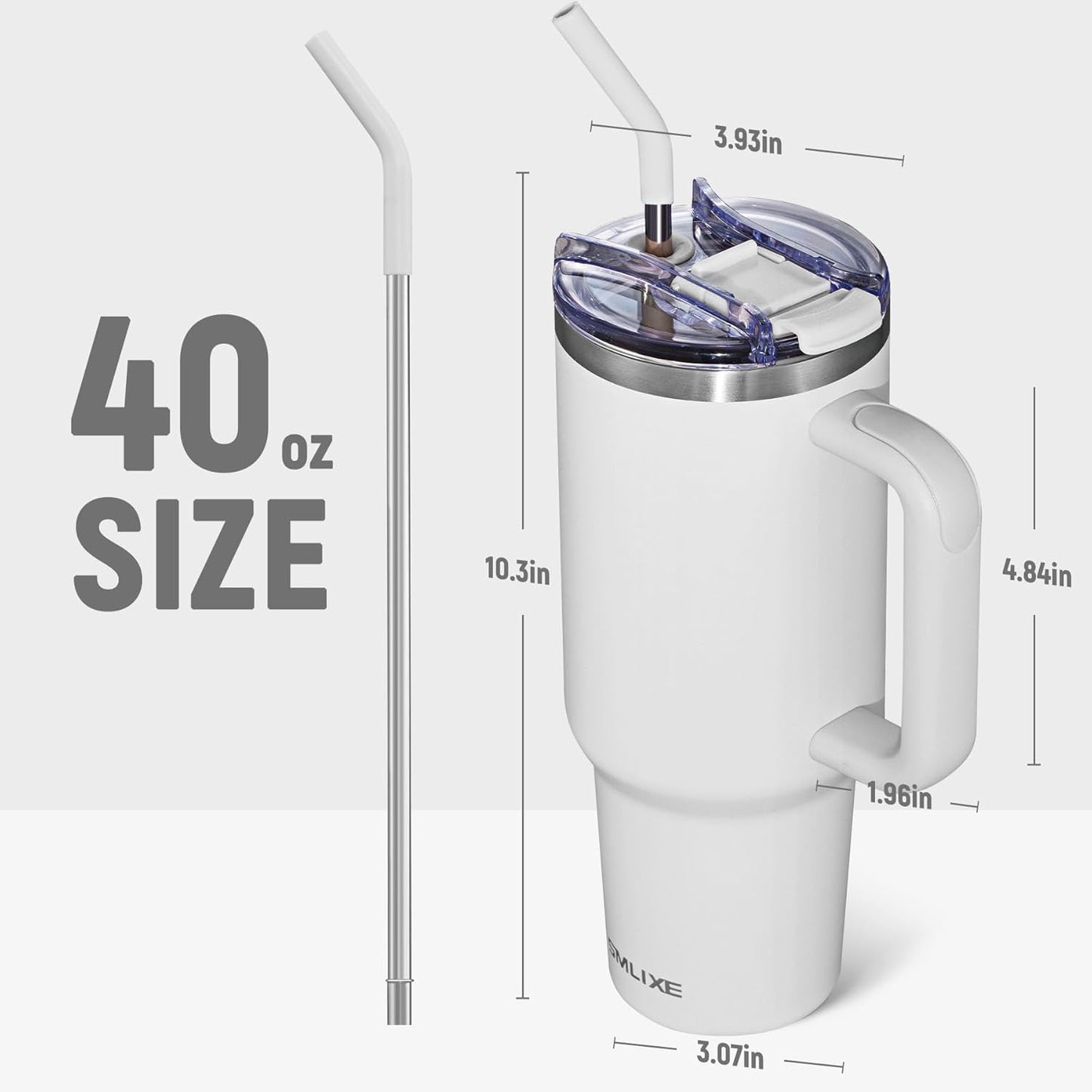 30 oz Tumbler with Handle, Tumbler with Lid and Straw, Double Wall Vacuum Insulated Travel Mug Stainless Steel Tumbler for Hot and Cold, Cupholder Friendly (Almond Birch)