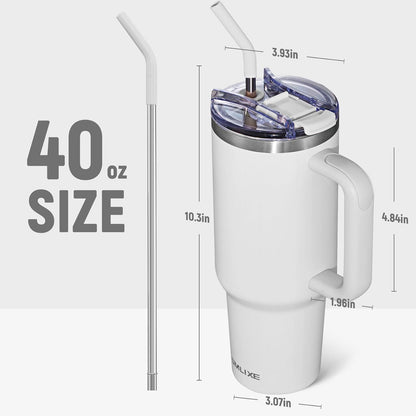 30 oz Tumbler with Handle, Tumbler with Lid and Straw, Double Wall Vacuum Insulated Travel Mug Stainless Steel Tumbler for Hot and Cold, Cupholder Friendly (Almond Birch)