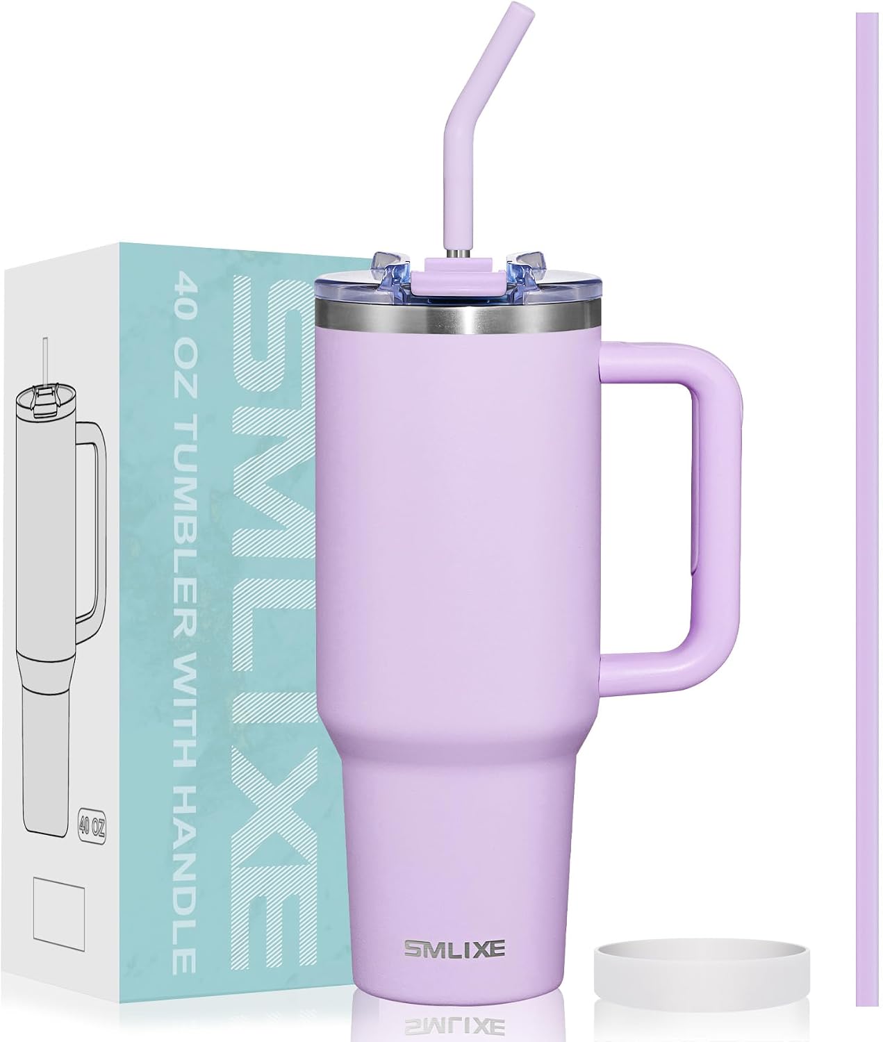 30 oz Tumbler with Handle, Tumbler with Lid and Straw, Double Wall Vacuum Insulated Travel Mug Stainless Steel Tumbler for Hot and Cold, Cupholder Friendly (Almond Birch)