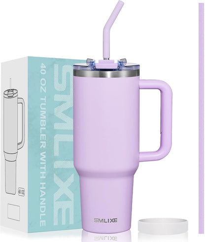 30 oz Tumbler with Handle, Tumbler with Lid and Straw, Double Wall Vacuum Insulated Travel Mug Stainless Steel Tumbler for Hot and Cold, Cupholder Friendly (Almond Birch)