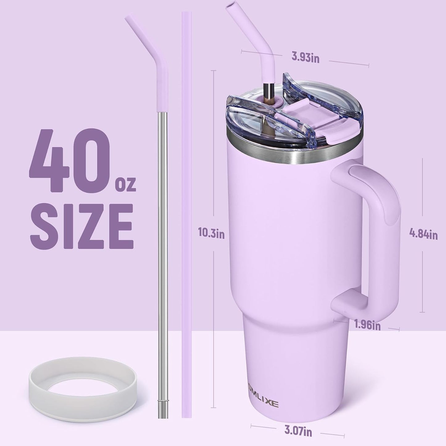 30 oz Tumbler with Handle, Tumbler with Lid and Straw, Double Wall Vacuum Insulated Travel Mug Stainless Steel Tumbler for Hot and Cold, Cupholder Friendly (Almond Birch)