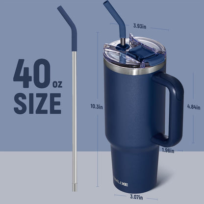 30 oz Tumbler with Handle, Tumbler with Lid and Straw, Double Wall Vacuum Insulated Travel Mug Stainless Steel Tumbler for Hot and Cold, Cupholder Friendly (Almond Birch)