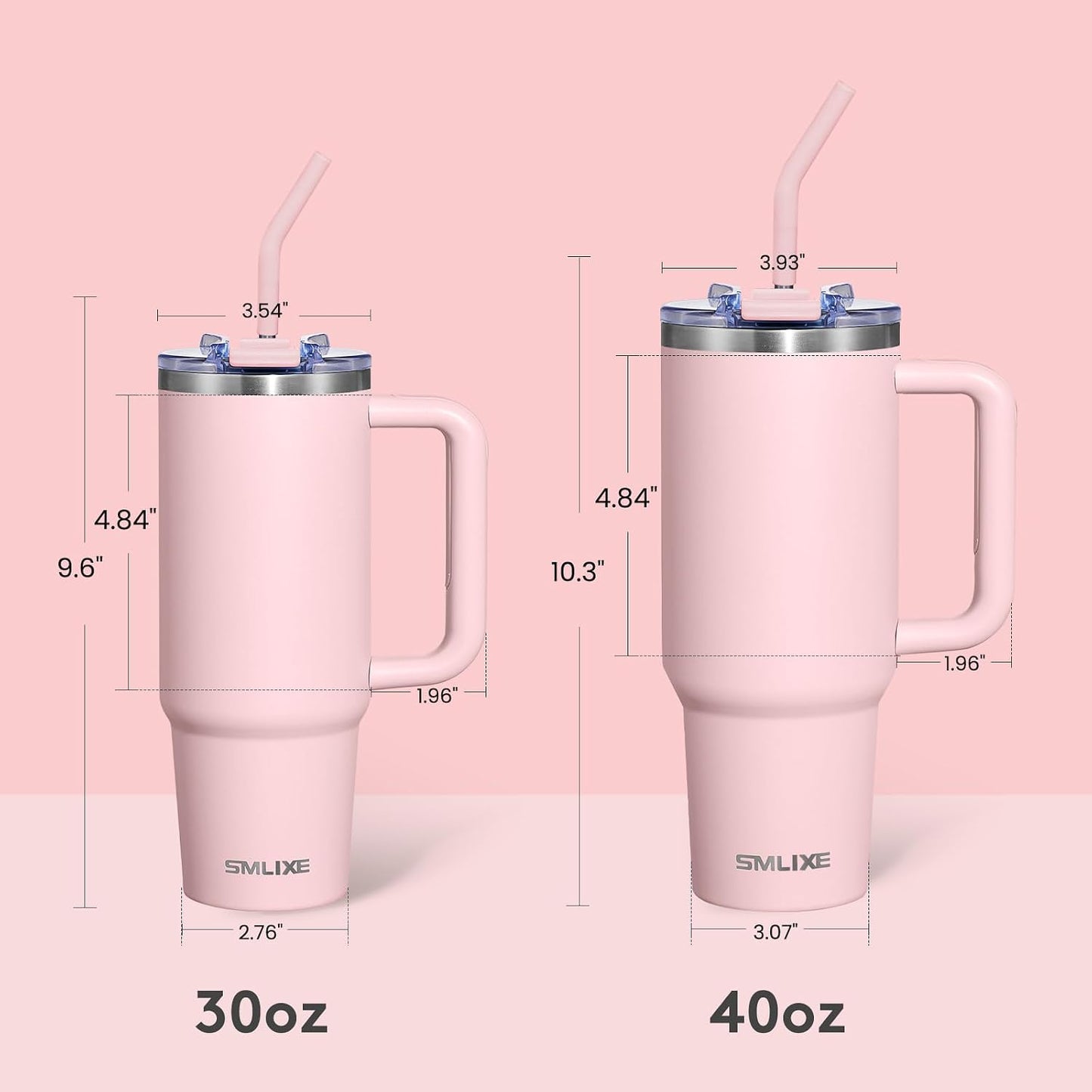 30 oz Tumbler with Handle, Tumbler with Lid and Straw, Double Wall Vacuum Insulated Travel Mug Stainless Steel Tumbler for Hot and Cold, Cupholder Friendly (Almond Birch)