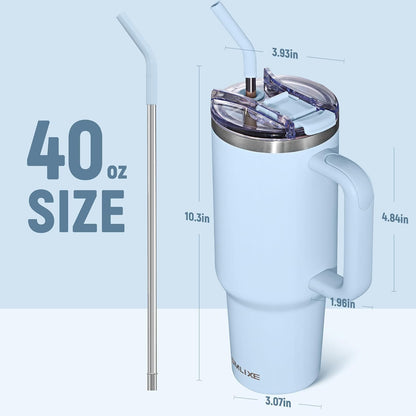 30 oz Tumbler with Handle, Tumbler with Lid and Straw, Double Wall Vacuum Insulated Travel Mug Stainless Steel Tumbler for Hot and Cold, Cupholder Friendly (Almond Birch)