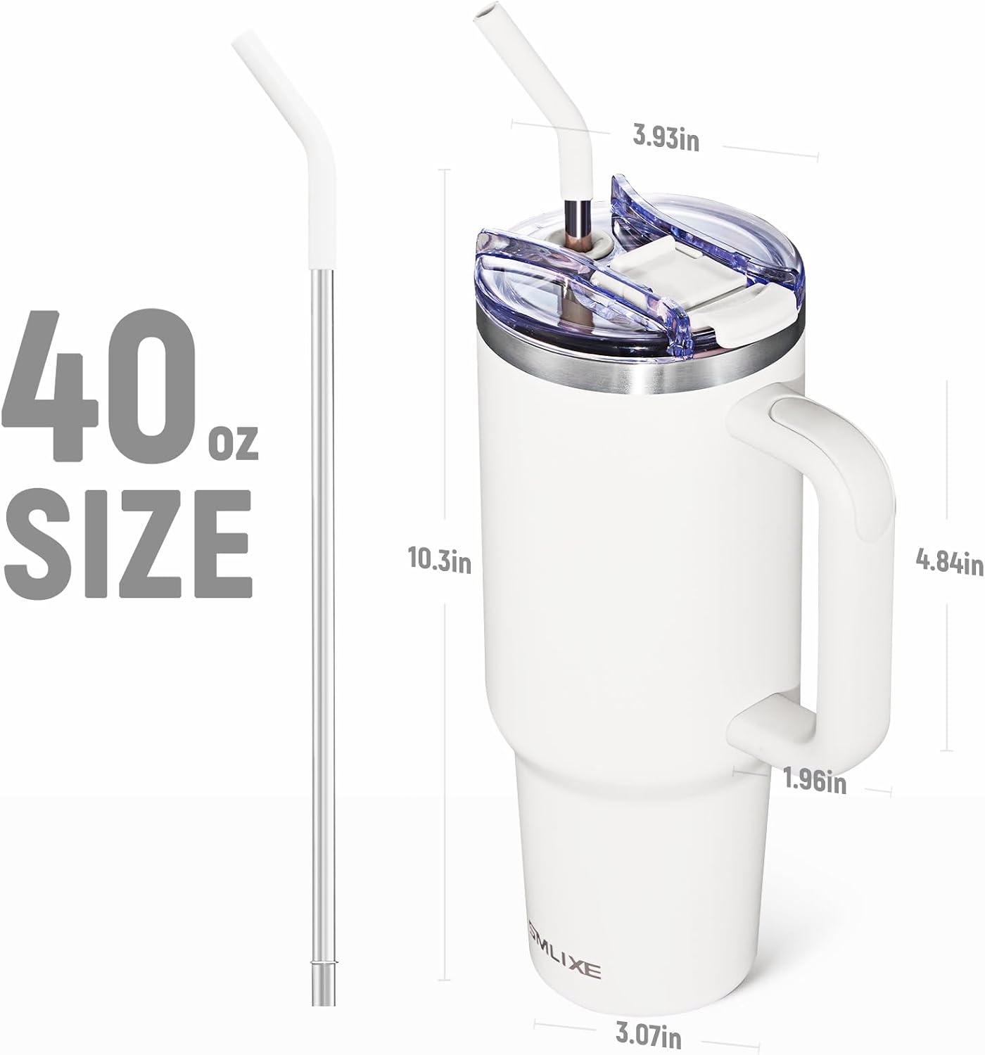 30 oz Tumbler with Handle, Tumbler with Lid and Straw, Double Wall Vacuum Insulated Travel Mug Stainless Steel Tumbler for Hot and Cold, Cupholder Friendly (Almond Birch)