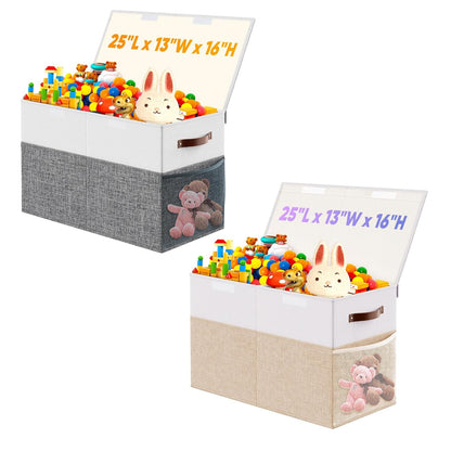 Large Toy Box, Collapsible Storage Bins with Lids, Toy Storage Organizer Toddler Bin Boxes for Kids Boys Girls, Toy Chest Baskets for Nursery Living Room Playroom Bedroom