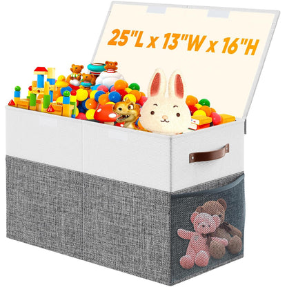 Large Toy Box, Collapsible Storage Bins with Lids, Toy Storage Organizer Toddler Bin Boxes for Kids Boys Girls, Toy Chest Baskets for Nursery Living Room Playroom Bedroom