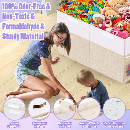 Large Toy Box, Collapsible Storage Bins with Lids, Toy Storage Organizer Toddler Bin Boxes for Kids Boys Girls, Toy Chest Baskets for Nursery Living Room Playroom Bedroom