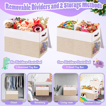 Large Toy Box, Collapsible Storage Bins with Lids, Toy Storage Organizer Toddler Bin Boxes for Kids Boys Girls, Toy Chest Baskets for Nursery Living Room Playroom Bedroom