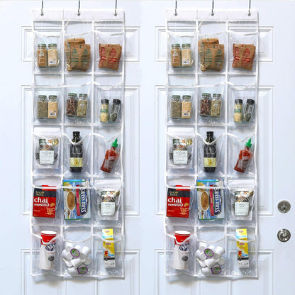 15 Pockets Clear Over the Door Pantry Organizer, 2 Pack