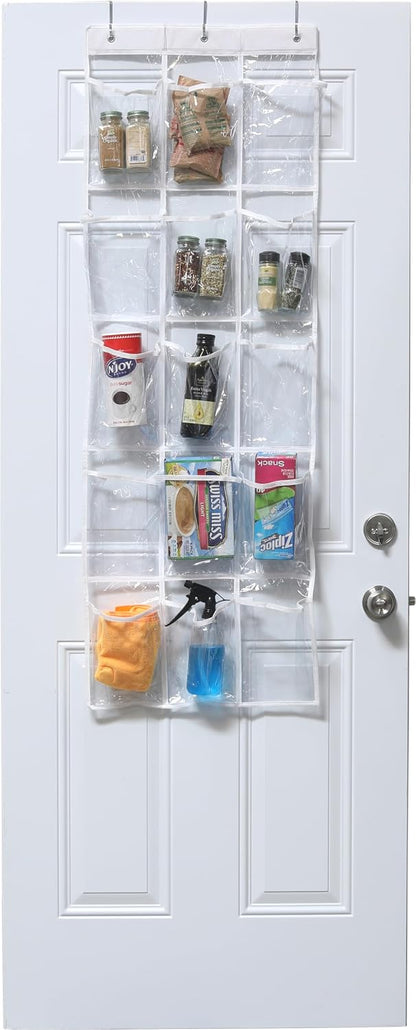15 Pockets Clear Over the Door Pantry Organizer, 2 Pack