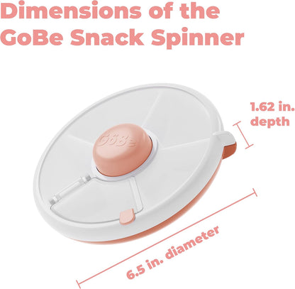 GoBe 2 Pack Kids Snack Spinner - Teal/Coral - Reusable Snack Container with 5 Compartment Dispenser and Lid - Leakproof, Spill-Proof - for Toddlers, Babies, Home, Travel