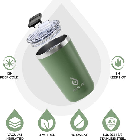 17 oz Travel Coffee Mug, Double Wall Vacuum Stainless Steel Insulated Coffee Tumbler With Lid, Splash-Proof & Cup Holder Friendly, Keeps Drinks Hot/Cold, Dishwasher Safe, Celadon