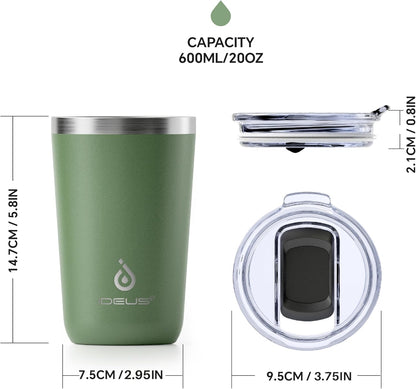 17 oz Travel Coffee Mug, Double Wall Vacuum Stainless Steel Insulated Coffee Tumbler With Lid, Splash-Proof & Cup Holder Friendly, Keeps Drinks Hot/Cold, Dishwasher Safe, Celadon