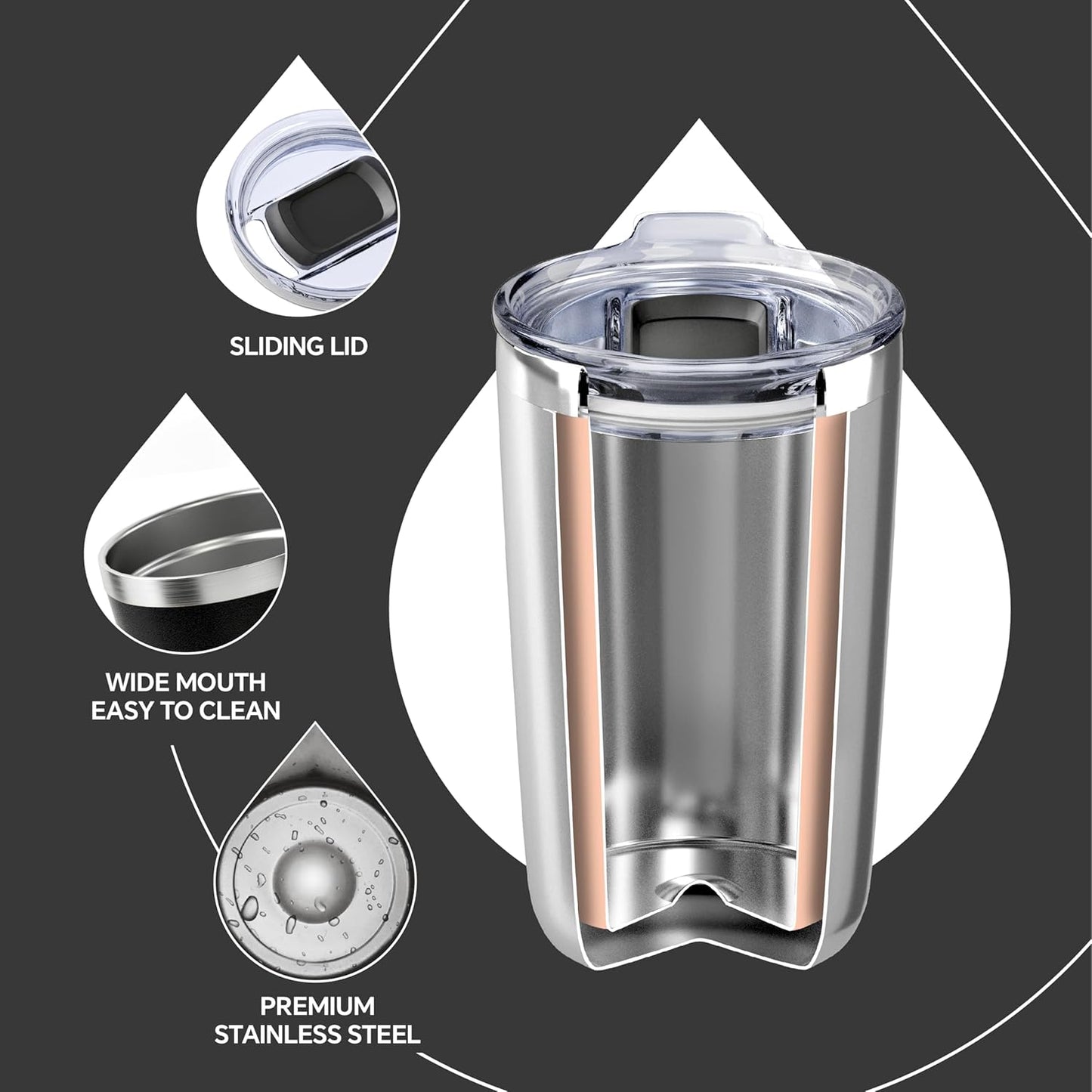17 oz Travel Coffee Mug, Double Wall Vacuum Stainless Steel Insulated Coffee Tumbler With Lid, Splash-Proof & Cup Holder Friendly, Keeps Drinks Hot/Cold, Dishwasher Safe, Celadon