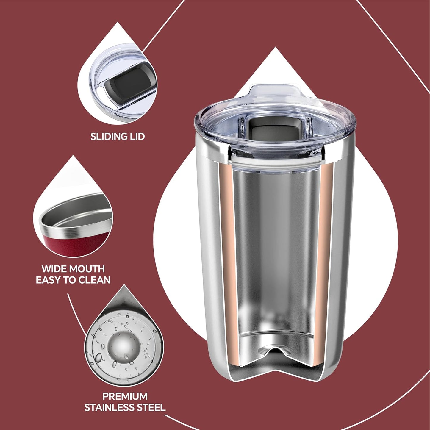 17 oz Travel Coffee Mug, Double Wall Vacuum Stainless Steel Insulated Coffee Tumbler With Lid, Splash-Proof & Cup Holder Friendly, Keeps Drinks Hot/Cold, Dishwasher Safe, Celadon