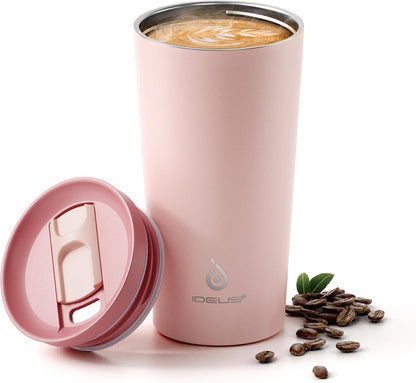 17 oz Travel Coffee Mug, Double Wall Vacuum Stainless Steel Insulated Coffee Tumbler With Lid, Splash-Proof & Cup Holder Friendly, Keeps Drinks Hot/Cold, Dishwasher Safe, Celadon