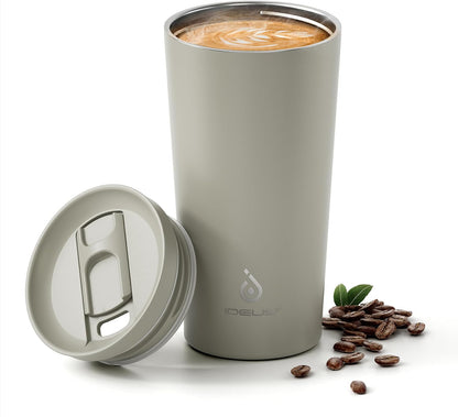 17 oz Travel Coffee Mug, Double Wall Vacuum Stainless Steel Insulated Coffee Tumbler With Lid, Splash-Proof & Cup Holder Friendly, Keeps Drinks Hot/Cold, Dishwasher Safe, Celadon