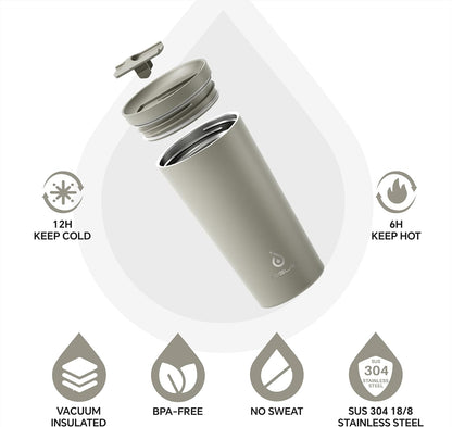 17 oz Travel Coffee Mug, Double Wall Vacuum Stainless Steel Insulated Coffee Tumbler With Lid, Splash-Proof & Cup Holder Friendly, Keeps Drinks Hot/Cold, Dishwasher Safe, Celadon