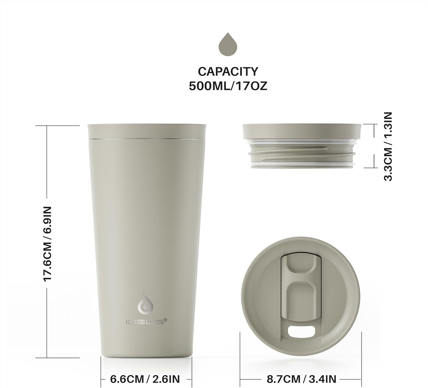 17 oz Travel Coffee Mug, Double Wall Vacuum Stainless Steel Insulated Coffee Tumbler With Lid, Splash-Proof & Cup Holder Friendly, Keeps Drinks Hot/Cold, Dishwasher Safe, Celadon