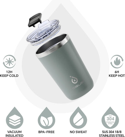 17 oz Travel Coffee Mug, Double Wall Vacuum Stainless Steel Insulated Coffee Tumbler With Lid, Splash-Proof & Cup Holder Friendly, Keeps Drinks Hot/Cold, Dishwasher Safe, Celadon