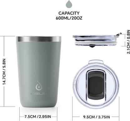 17 oz Travel Coffee Mug, Double Wall Vacuum Stainless Steel Insulated Coffee Tumbler With Lid, Splash-Proof & Cup Holder Friendly, Keeps Drinks Hot/Cold, Dishwasher Safe, Celadon