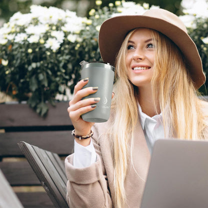 17 oz Travel Coffee Mug, Double Wall Vacuum Stainless Steel Insulated Coffee Tumbler With Lid, Splash-Proof & Cup Holder Friendly, Keeps Drinks Hot/Cold, Dishwasher Safe, Celadon