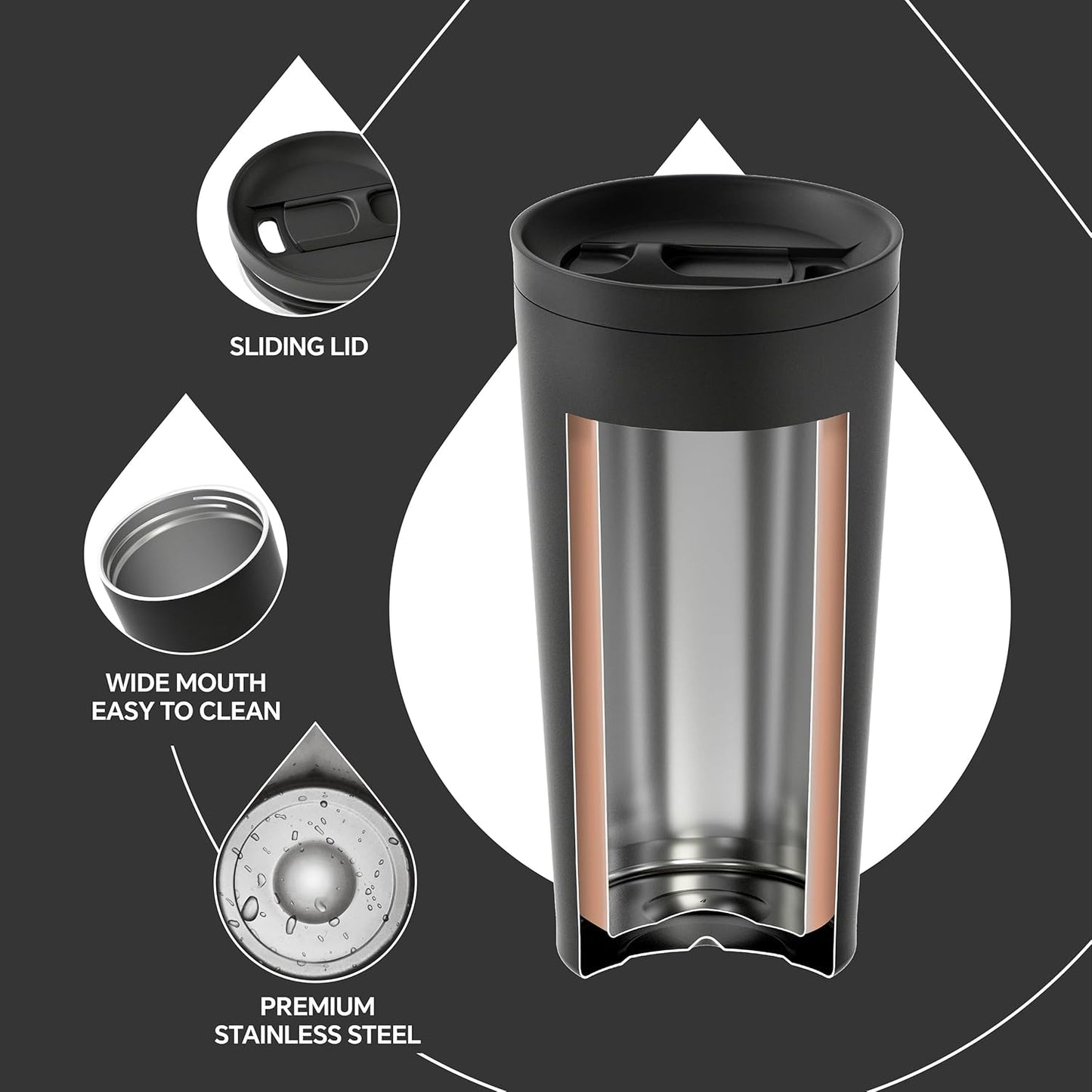 17 oz Travel Coffee Mug, Double Wall Vacuum Stainless Steel Insulated Coffee Tumbler With Lid, Splash-Proof & Cup Holder Friendly, Keeps Drinks Hot/Cold, Dishwasher Safe, Celadon