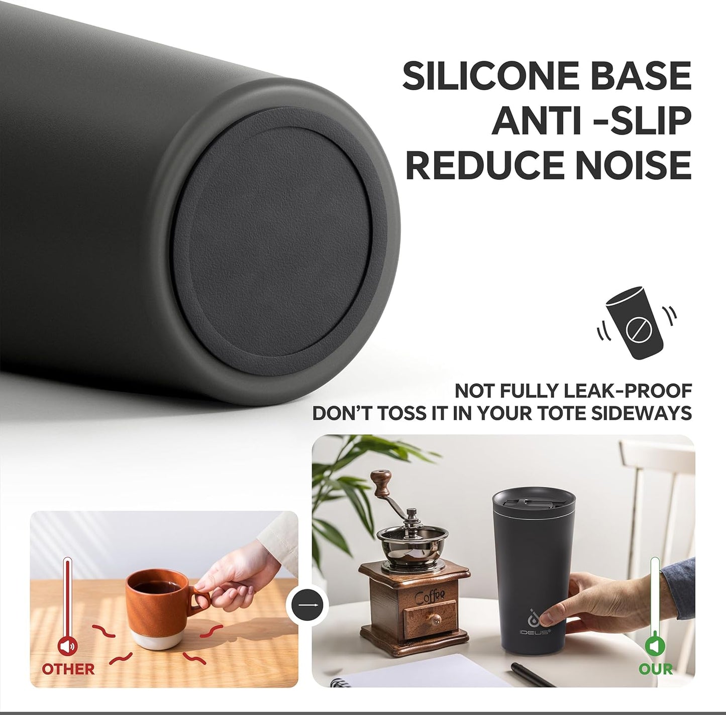 17 oz Travel Coffee Mug, Double Wall Vacuum Stainless Steel Insulated Coffee Tumbler With Lid, Splash-Proof & Cup Holder Friendly, Keeps Drinks Hot/Cold, Dishwasher Safe, Celadon