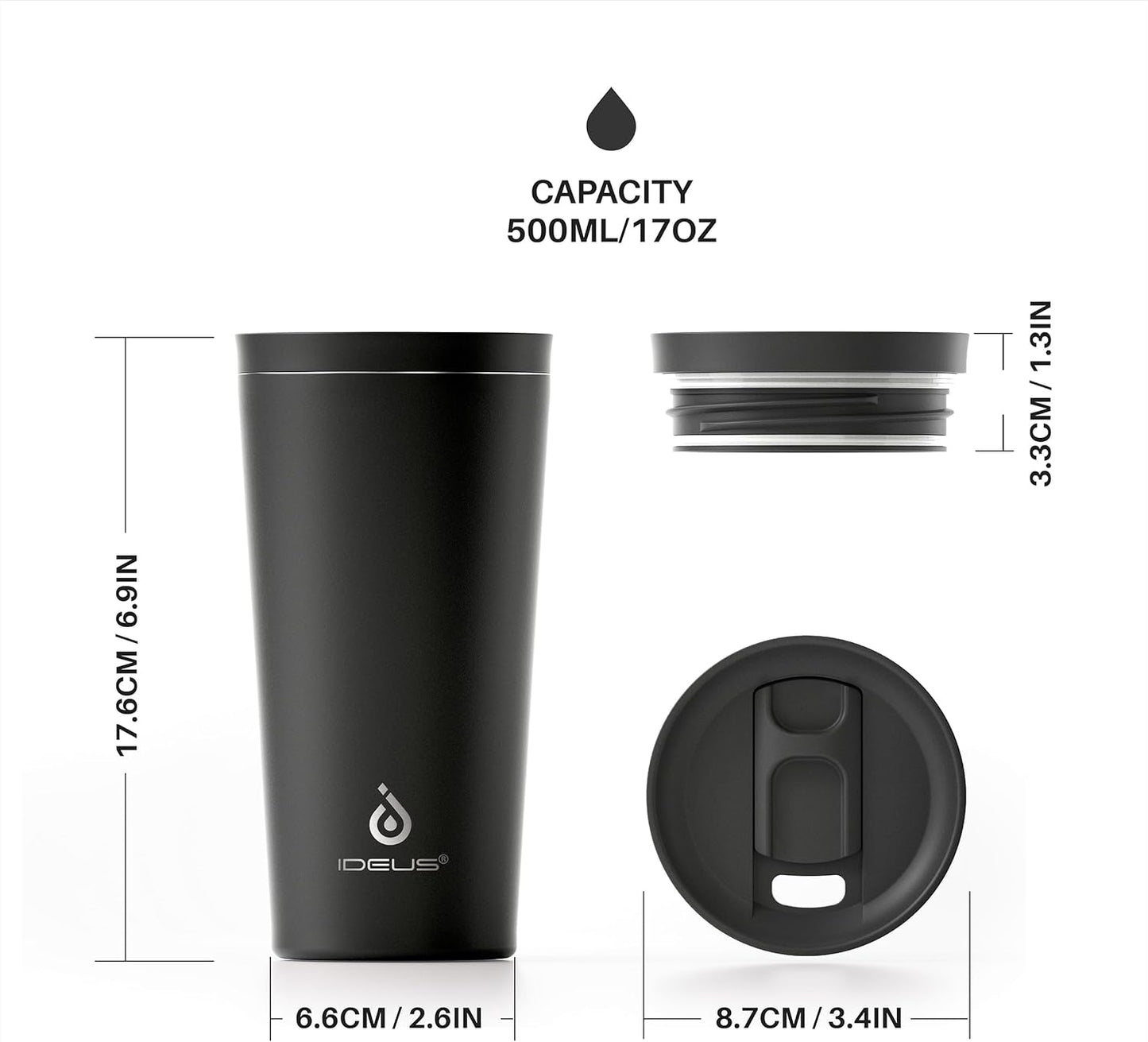 17 oz Travel Coffee Mug, Double Wall Vacuum Stainless Steel Insulated Coffee Tumbler With Lid, Splash-Proof & Cup Holder Friendly, Keeps Drinks Hot/Cold, Dishwasher Safe, Celadon