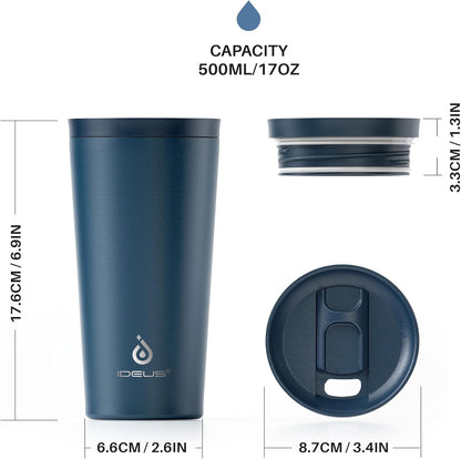 17 oz Travel Coffee Mug, Double Wall Vacuum Stainless Steel Insulated Coffee Tumbler With Lid, Splash-Proof & Cup Holder Friendly, Keeps Drinks Hot/Cold, Dishwasher Safe, Celadon